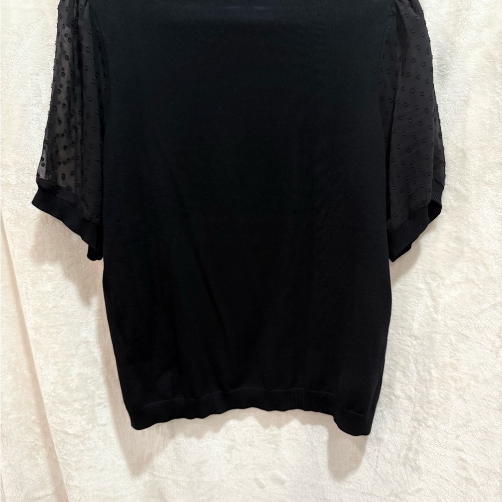 Adrianna Papell Black Top with Sheer Sleeves - Picture 2 of 6